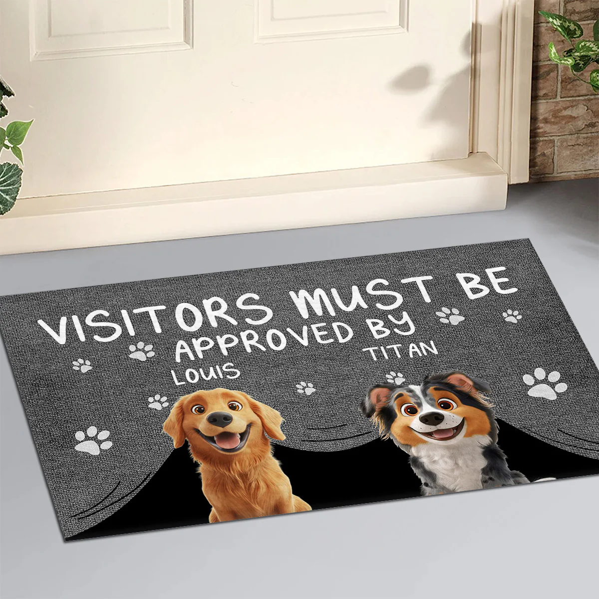 Approved By Dog Cartoon - Personalized Custom Doormat - Image 2