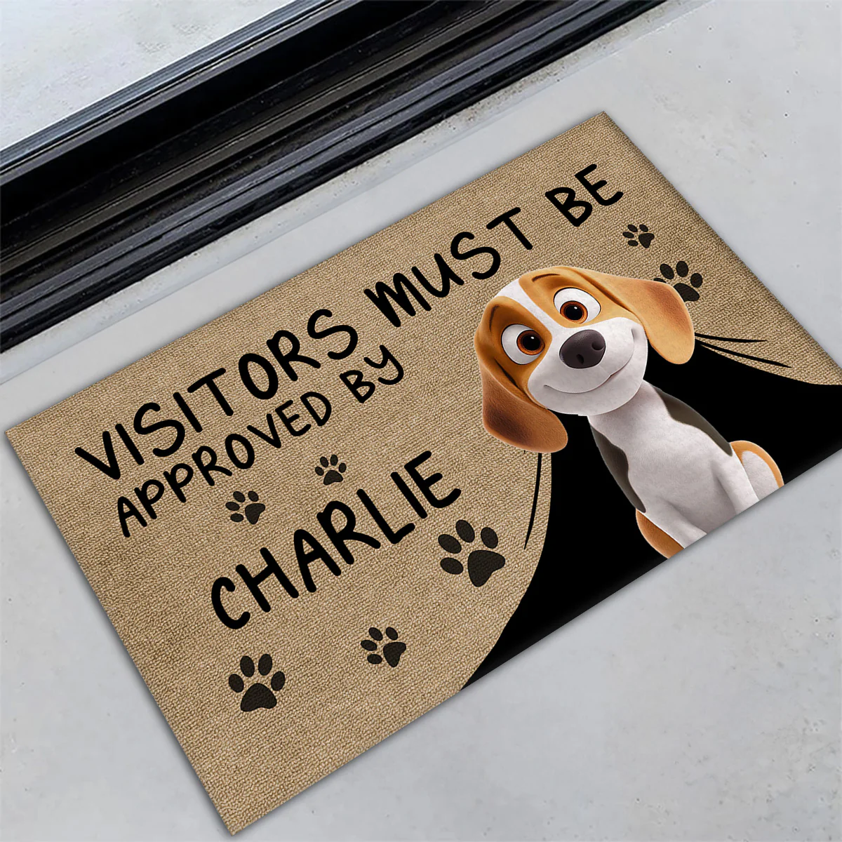 Approved By Dog Cartoon - Personalized Custom Doormat - Image 3