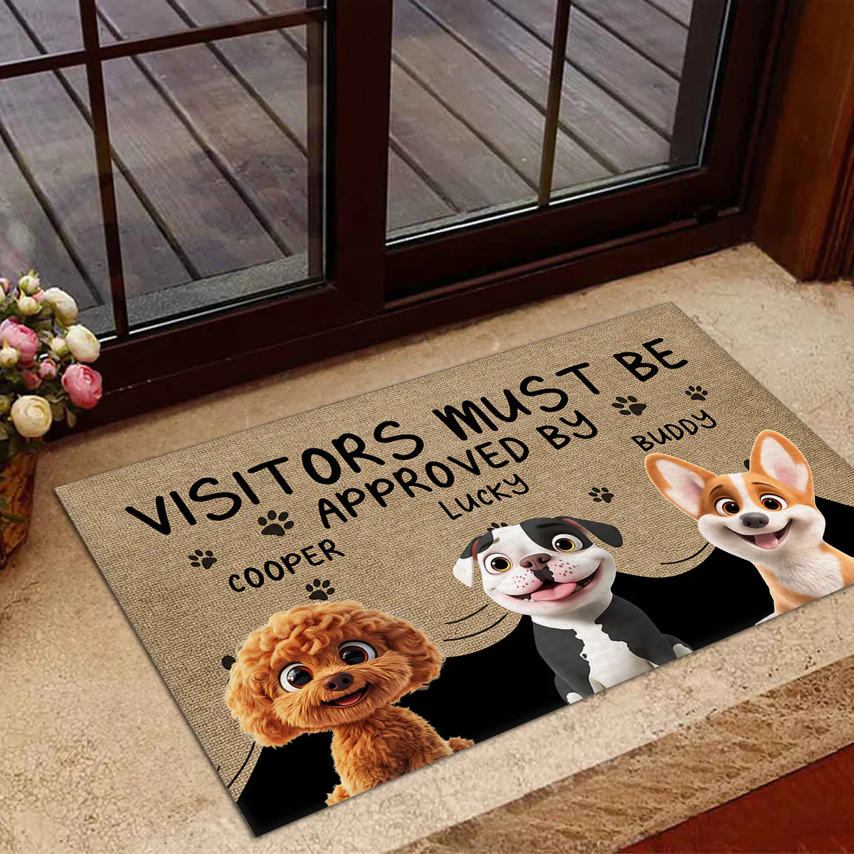 Approved By Dog Cartoon - Personalized Custom Doormat - Image 4