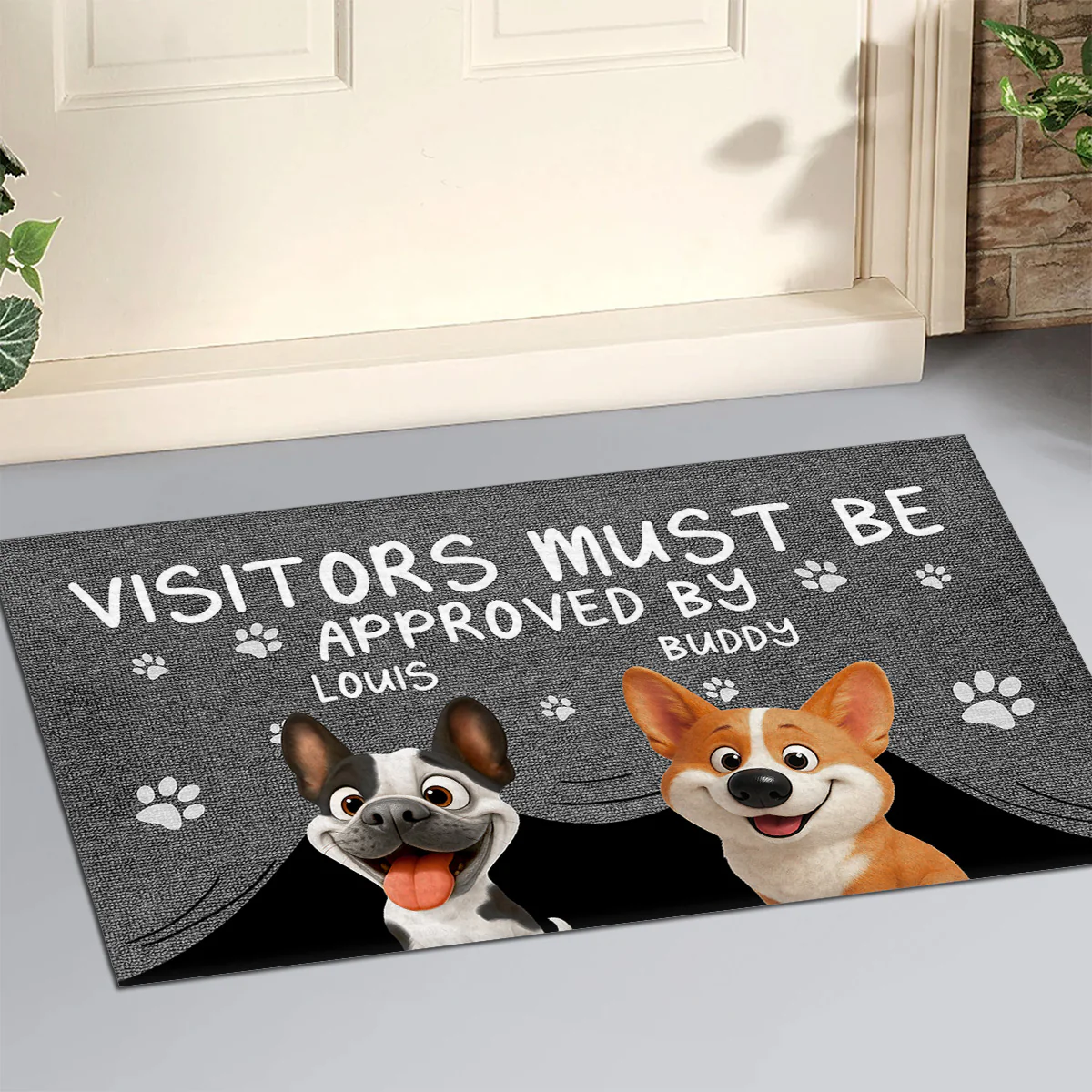 Approved By Dog Cartoon Version 2 - Personalized Custom Doormat - Image 2