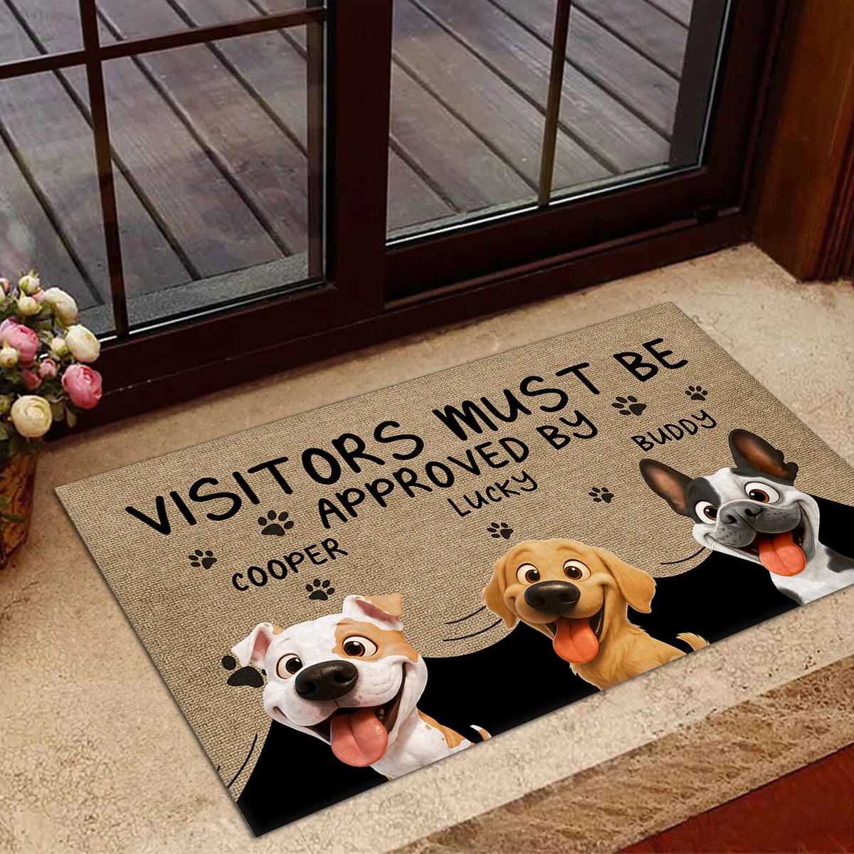 Approved By Dog Cartoon Version 2 - Personalized Custom Doormat - Image 3