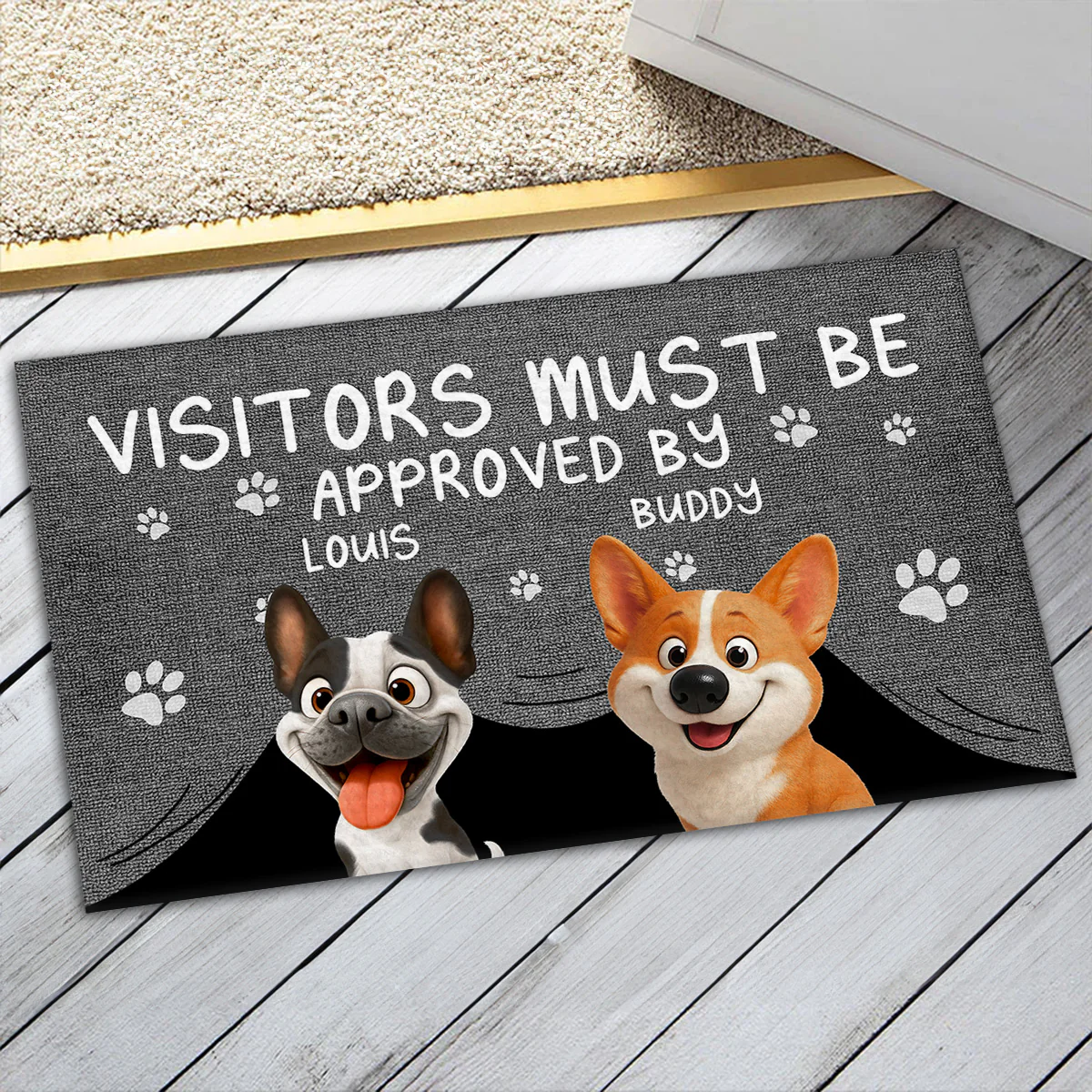 Approved By Dog Cartoon Version 2 - Personalized Custom Doormat - Image 4