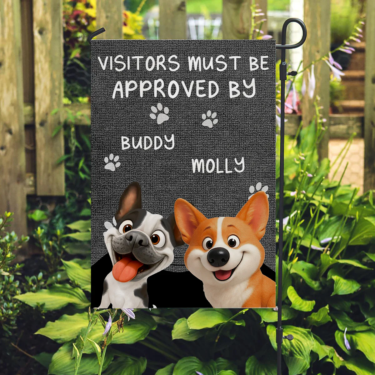Approved By Dog Cartoon Version 2 - Personalized Custom Flag - Image 2