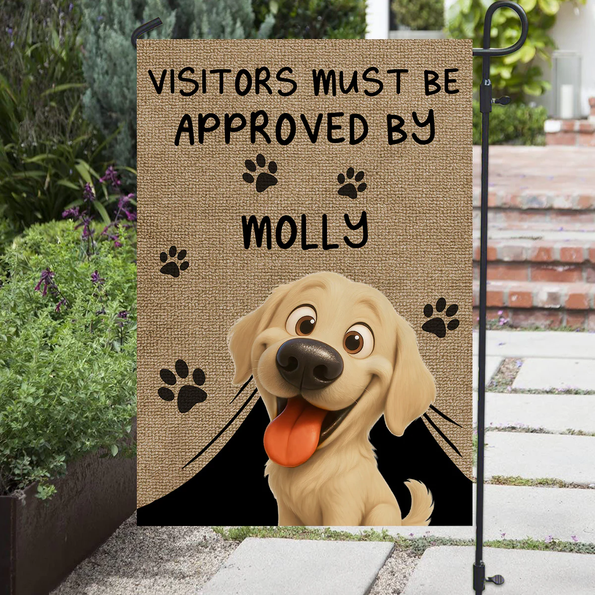 Approved By Dog Cartoon Version 2 - Personalized Custom Flag - Image 3