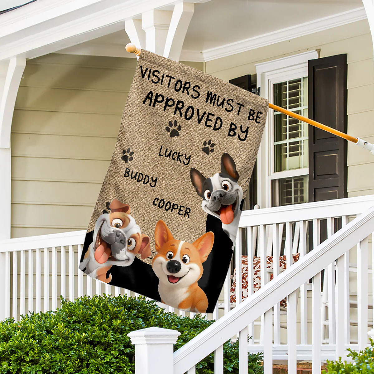 Approved By Dog Cartoon Version 2 - Personalized Custom Flag - Image 5