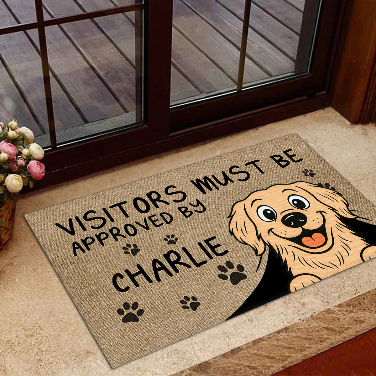 Approved By Dog Retro - Personalized Custom Doormat - Image 3