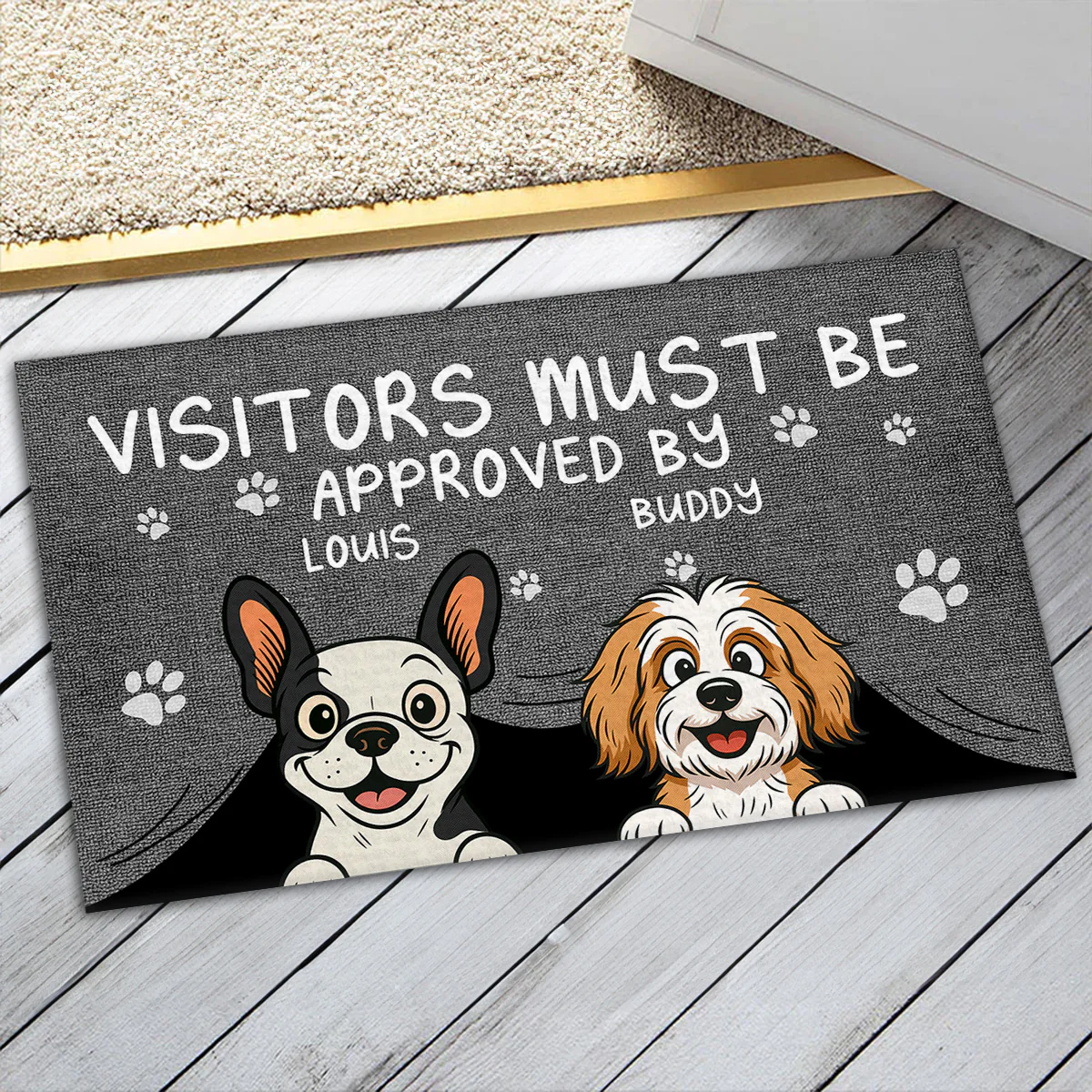 Approved By Dog Retro - Personalized Custom Doormat - Image 4