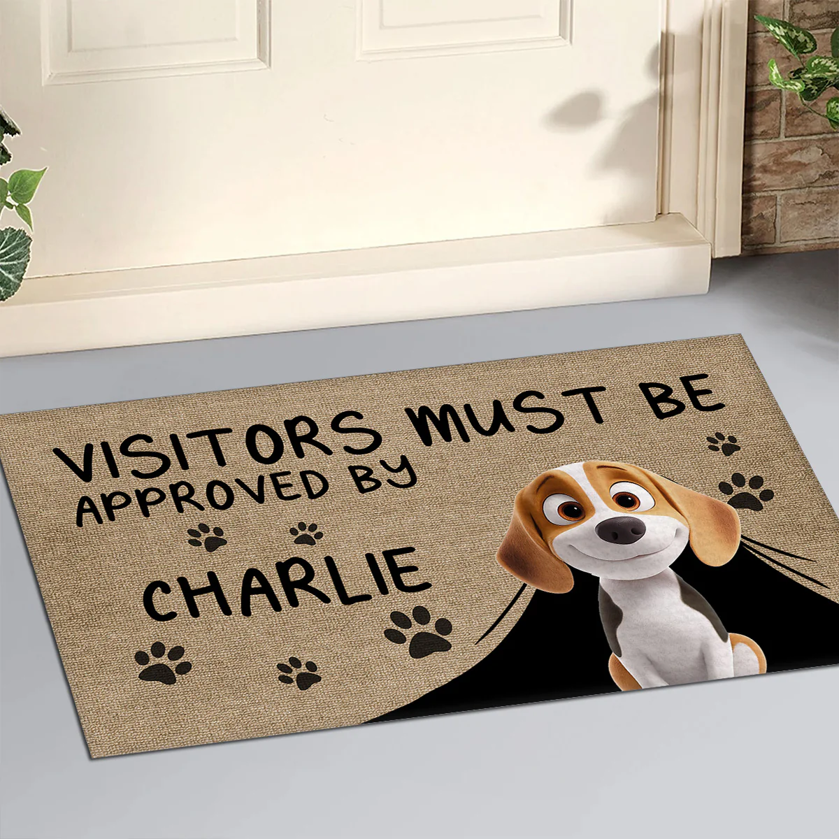Approved By Pet Cartoon - Personalized Custom Doormat - Image 2