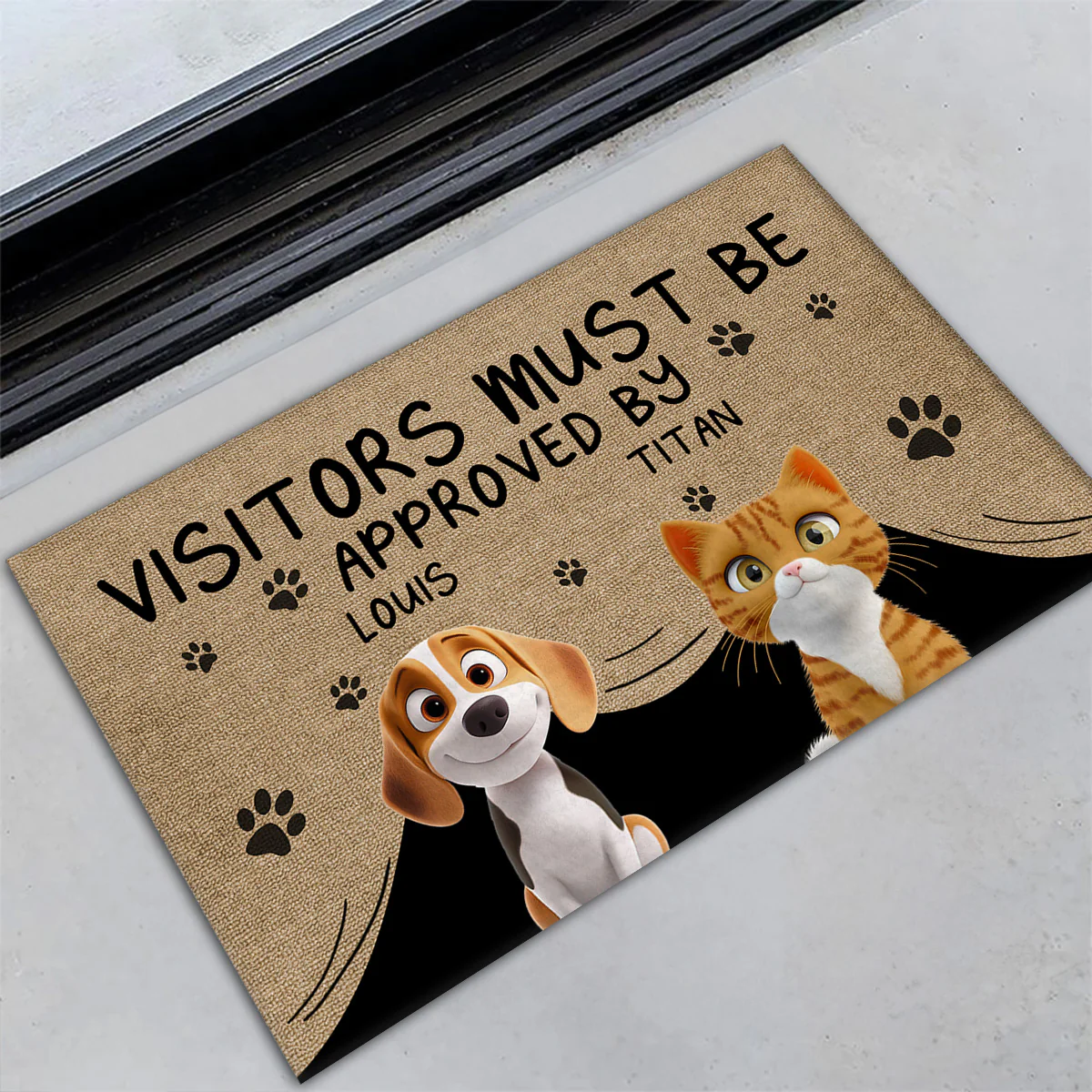Approved By Pet Cartoon - Personalized Custom Doormat - Image 3