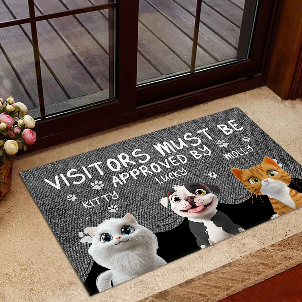 Approved By Pet Cartoon - Personalized Custom Doormat - Image 4