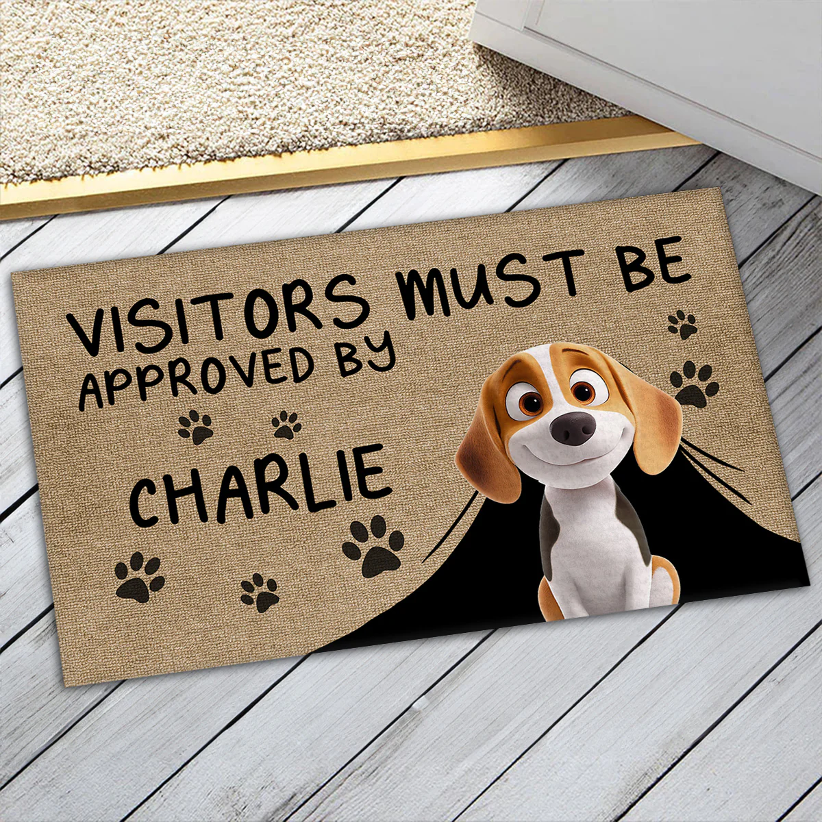 Approved By Pet Cartoon - Personalized Custom Doormat - Image 5