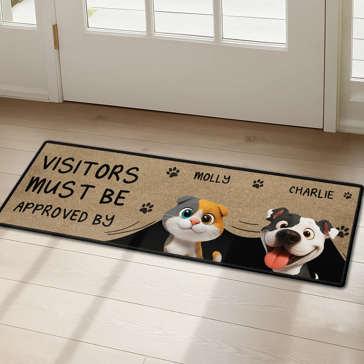 Approved By Pets Cartoon - Personalized Custom Runner Rug