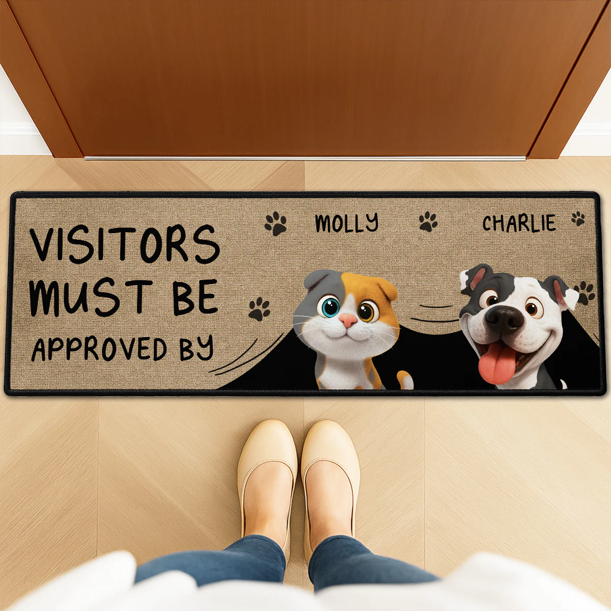 Approved By Pets Cartoon - Personalized Custom Runner Rug - Image 3