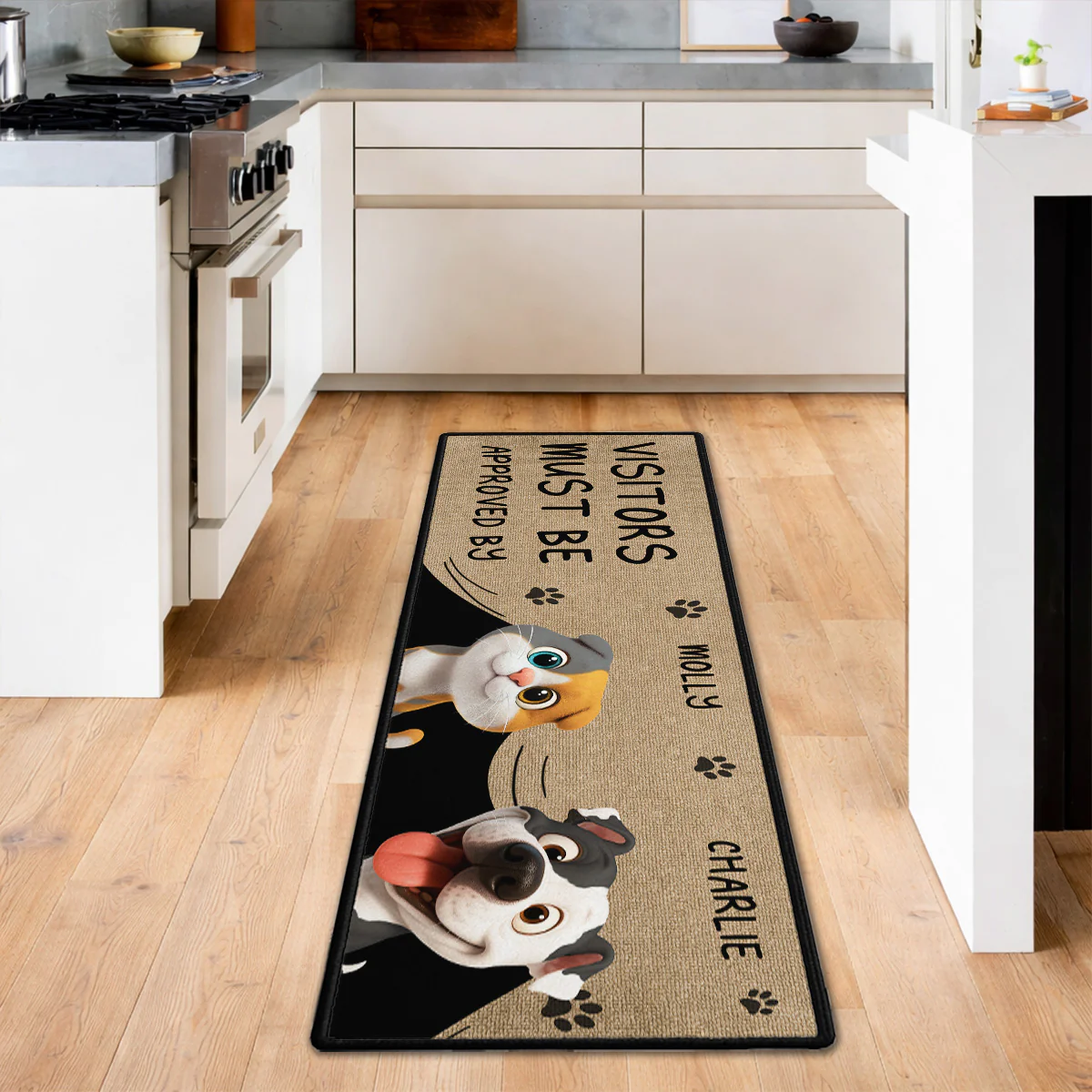 Approved By Pets Cartoon - Personalized Custom Runner Rug - Image 5