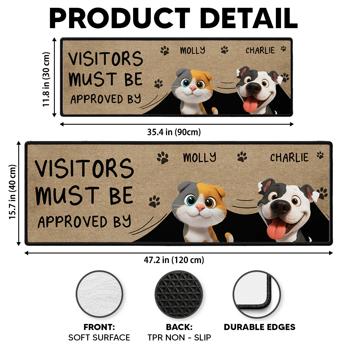 Approved By Pets Cartoon - Personalized Custom Runner Rug - Image 7