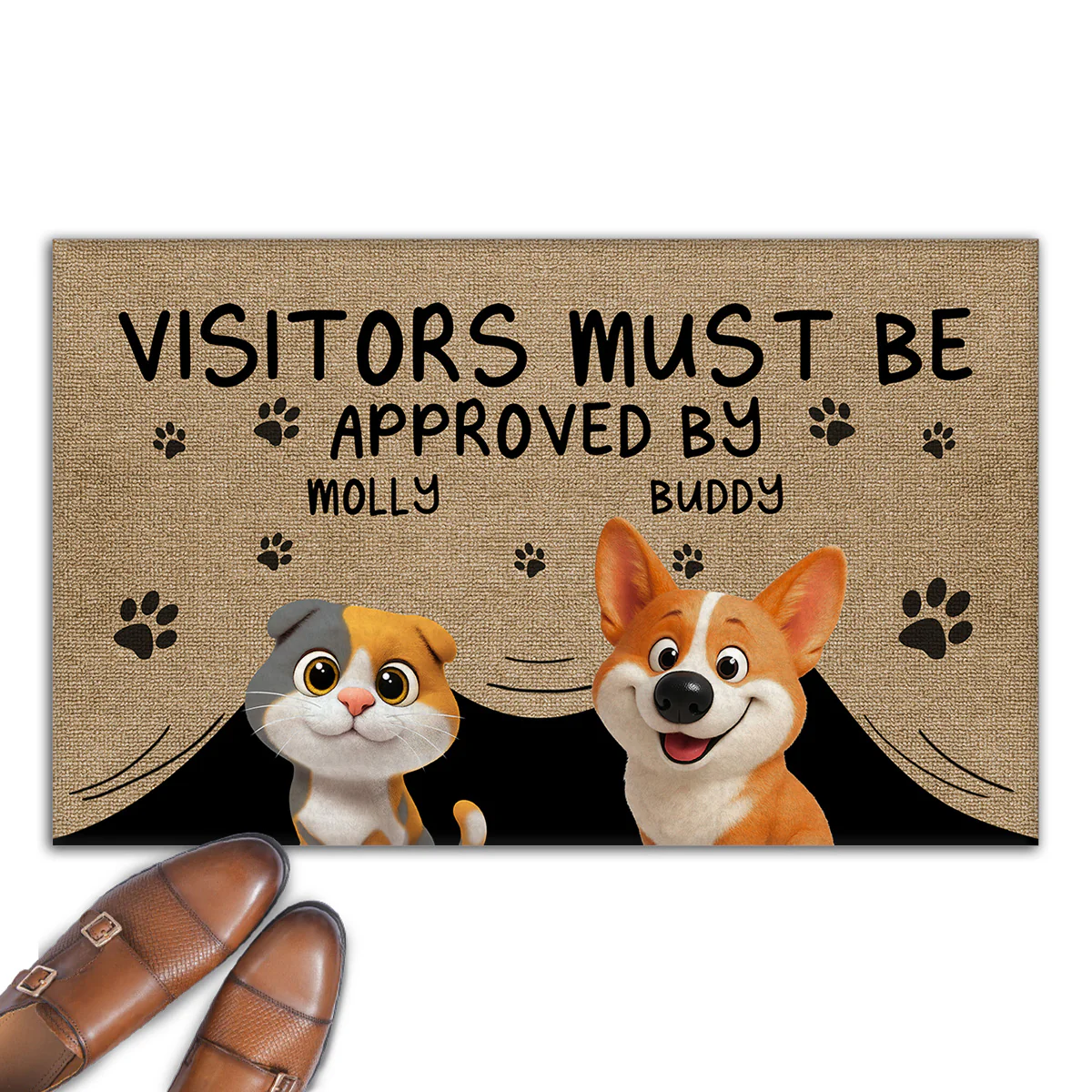 Approved By Pets Cartoon Version 2 - Personalized Custom Doormat