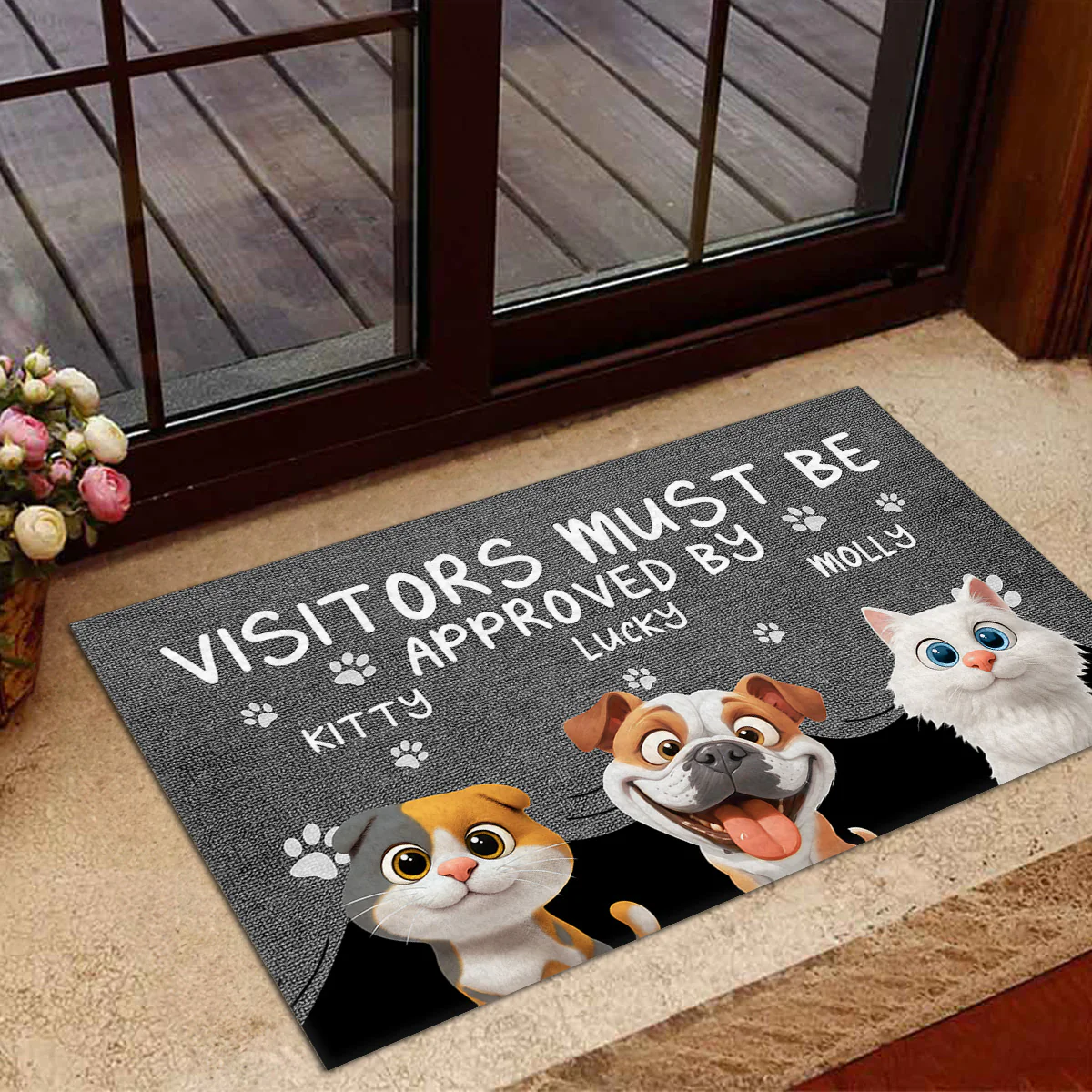 Approved By Pets Cartoon Version 2 - Personalized Custom Doormat - Image 4