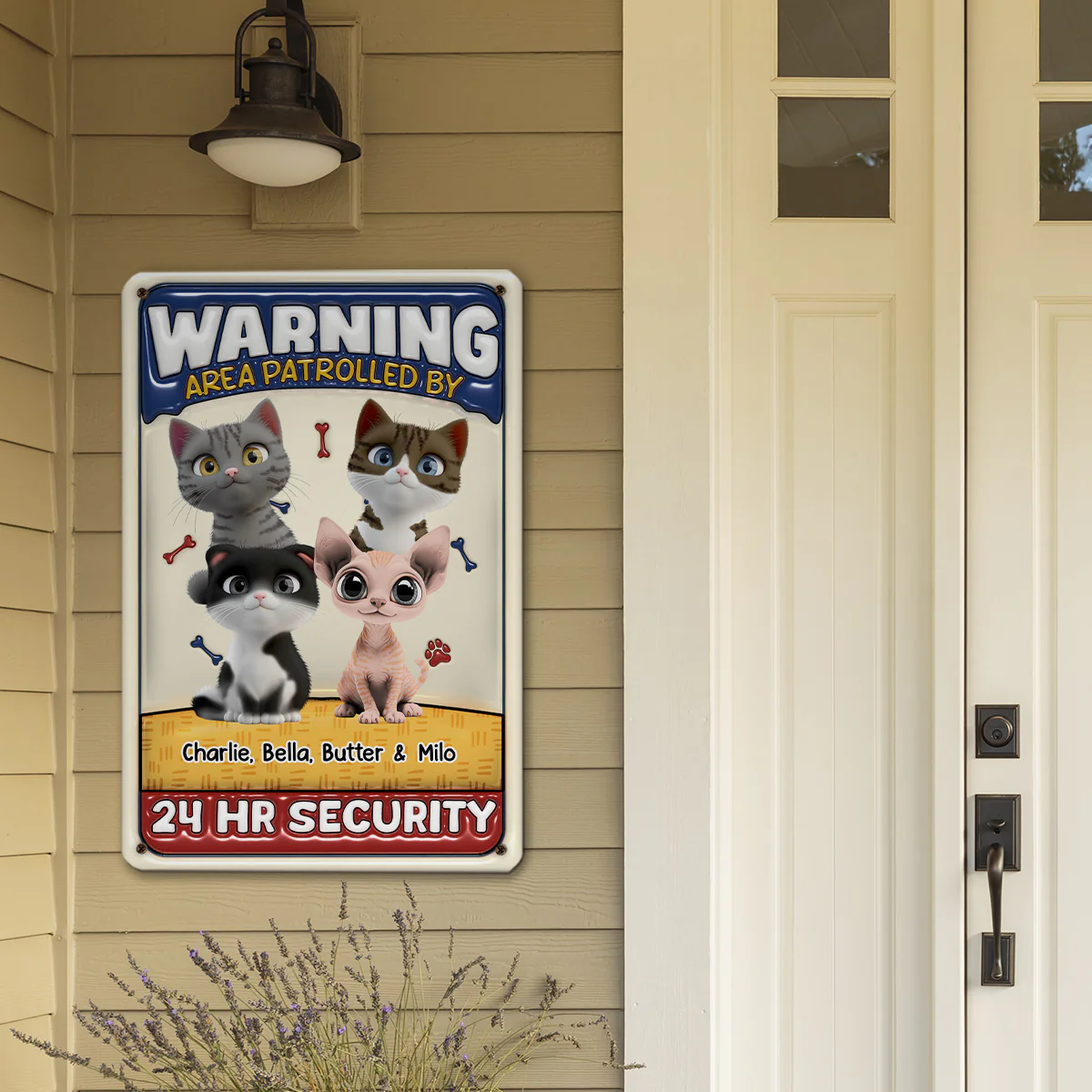 Area Patrolled By Cats - Personalized Custom 3D Inflated Effect Metal Sign - Image 3