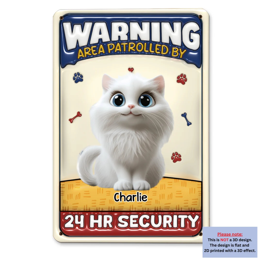 Area Patrolled By Cats - Personalized Custom 3D Inflated Effect Metal Sign - Image 5