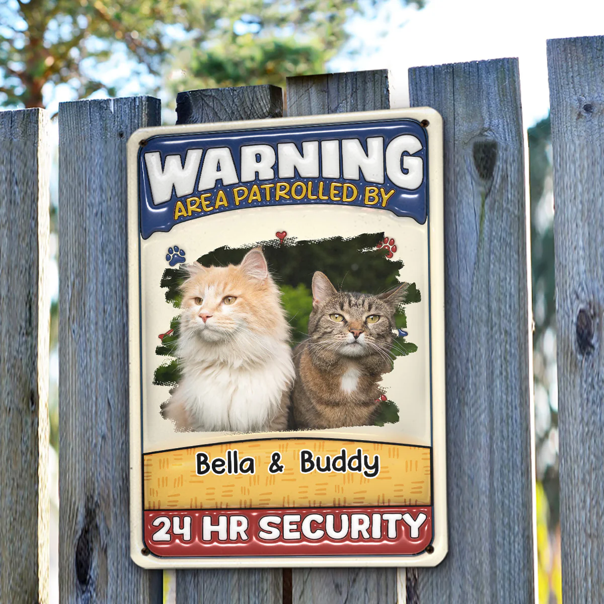 Area Patrolled By Cats Photo - Personalized Custom 3D Inflated Effect Metal Sign - Image 3