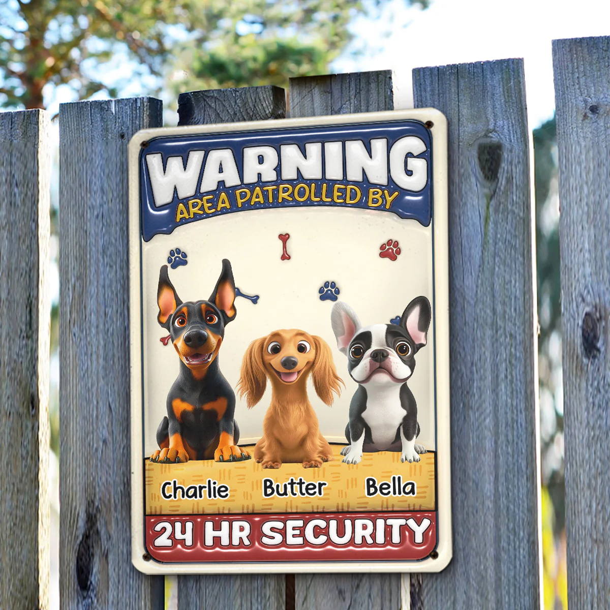 Area Patrolled By Dogs - Personalized Custom 3D Inflated Effect Metal Sign - Image 2