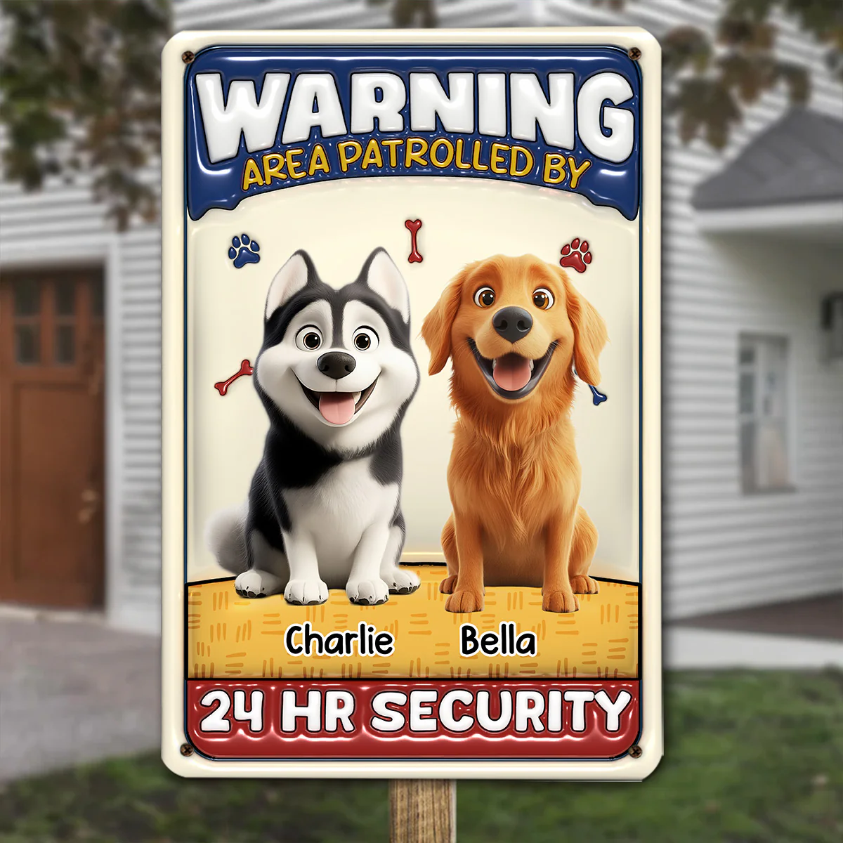 Area Patrolled By Dogs - Personalized Custom 3D Inflated Effect Metal Sign - Image 3
