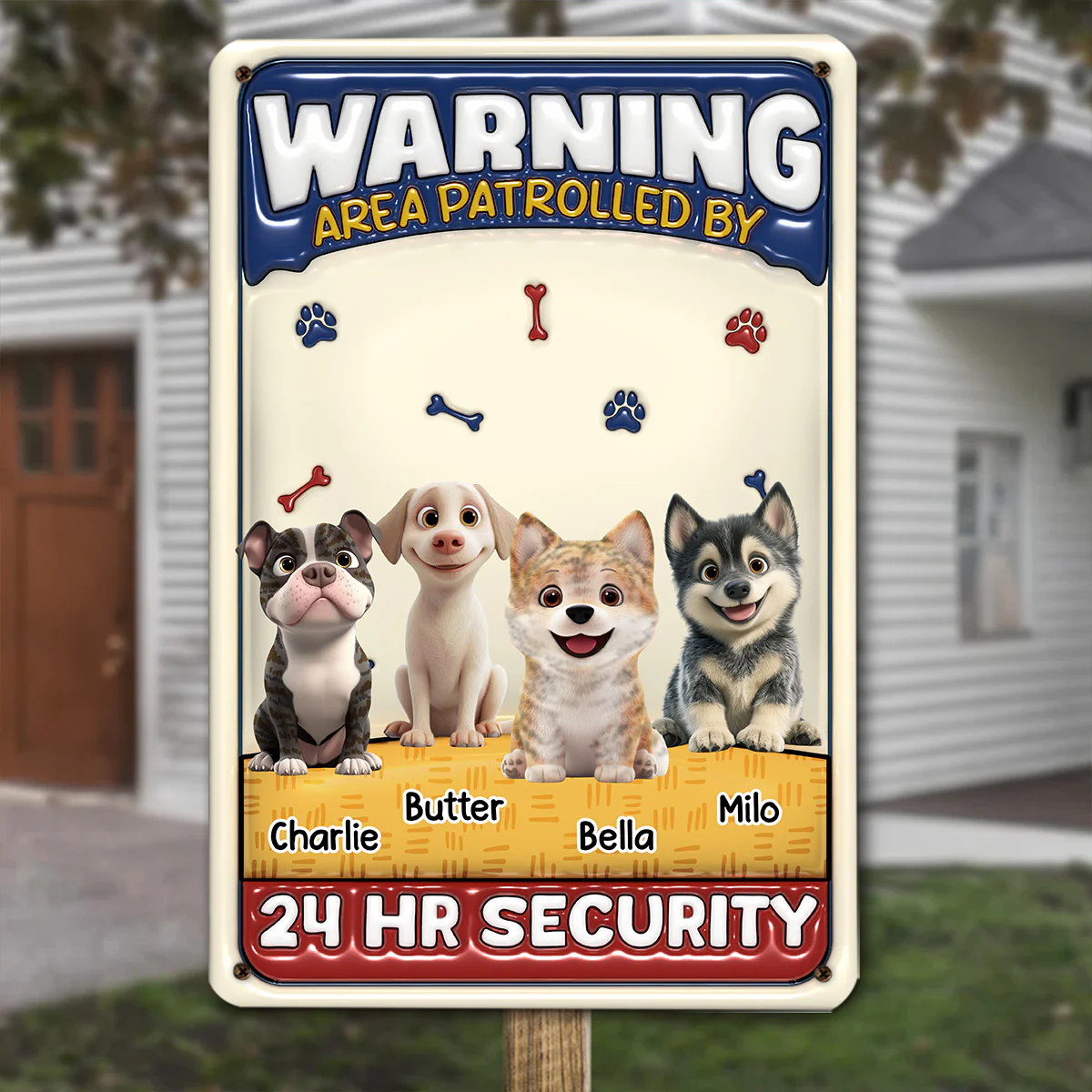 Area Patrolled By Dogs - Personalized Custom 3D Inflated Effect Metal Sign - Image 4
