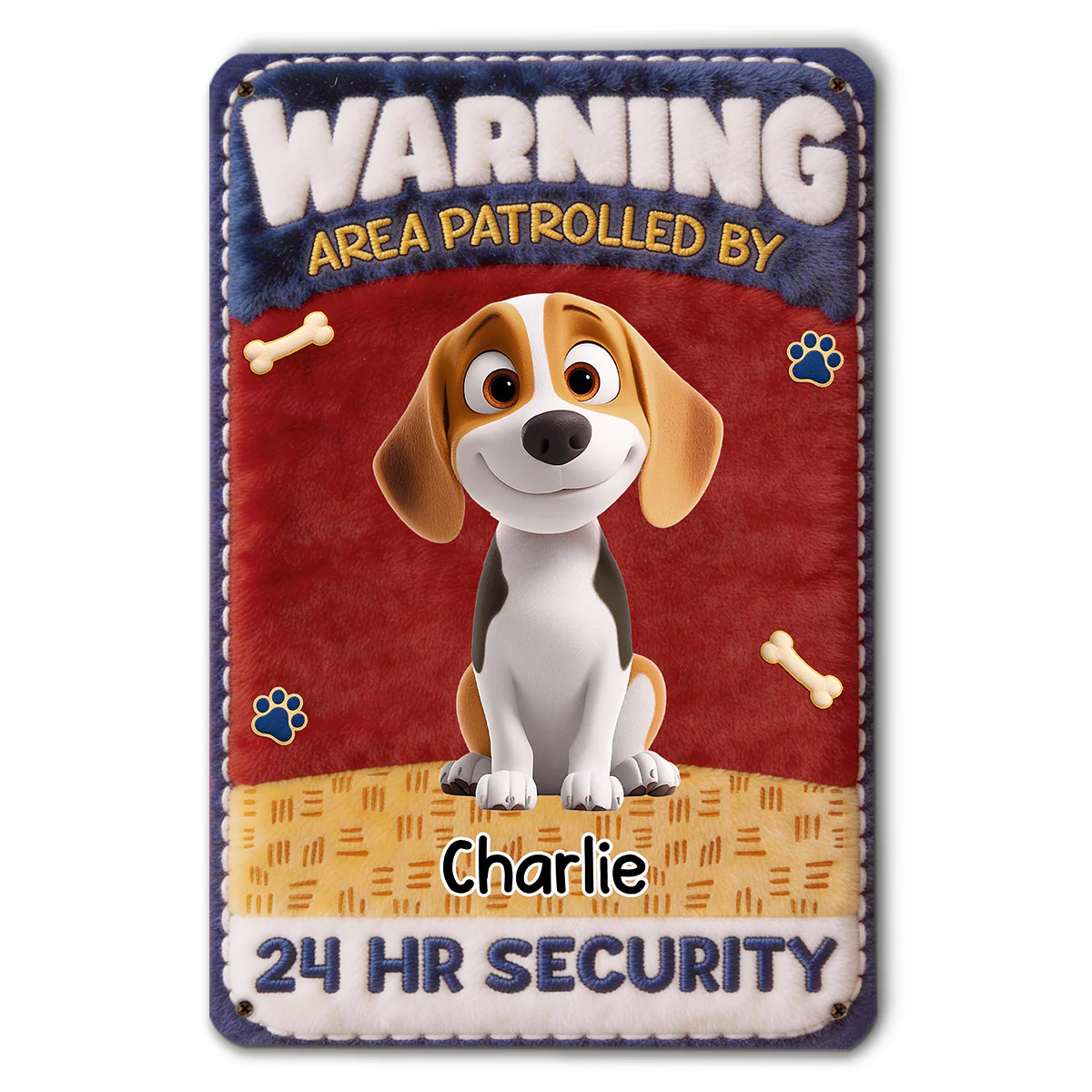 Area Patrolled By Stuffy Dogs - Personalized Custom 3D Inflated Effect Metal Sign