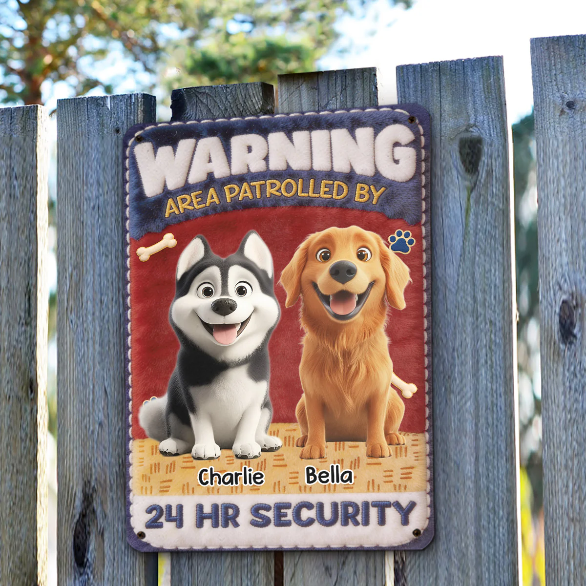 Area Patrolled By Stuffy Dogs - Personalized Custom 3D Inflated Effect Metal Sign - Image 2