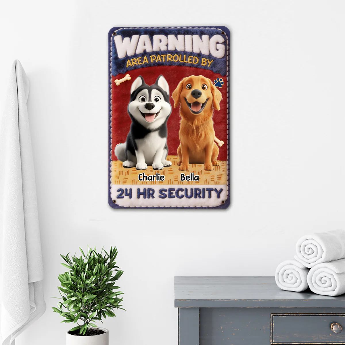 Area Patrolled By Stuffy Dogs - Personalized Custom 3D Inflated Effect Metal Sign - Image 3