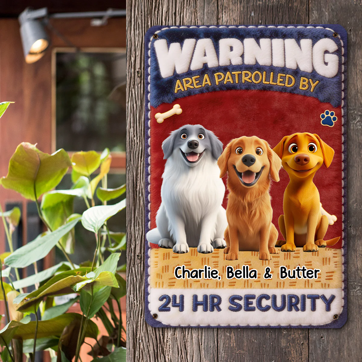 Area Patrolled By Stuffy Dogs - Personalized Custom 3D Inflated Effect Metal Sign - Image 4
