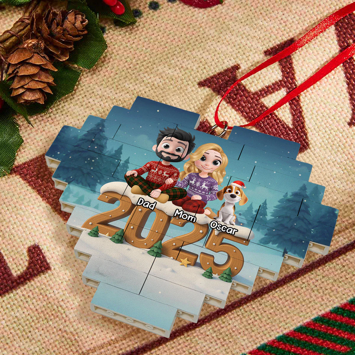 As A Family Now Onwards - Personalized Custom 3D Effect Heart Puzzle Ornament - Image 3