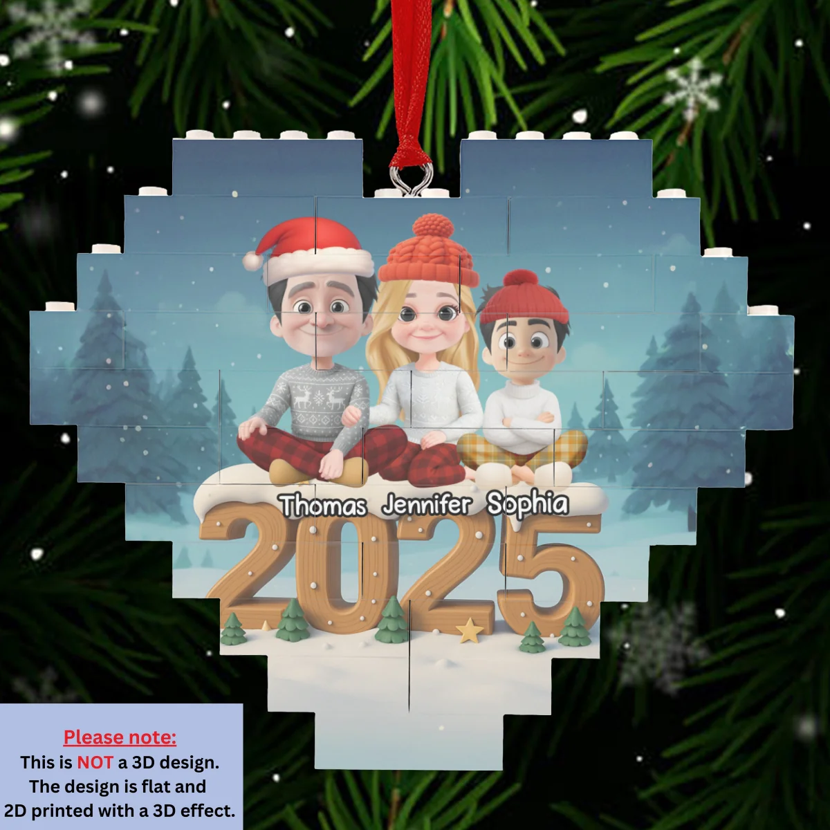 As A Family Now Onwards - Personalized Custom 3D Effect Heart Puzzle Ornament - Image 7
