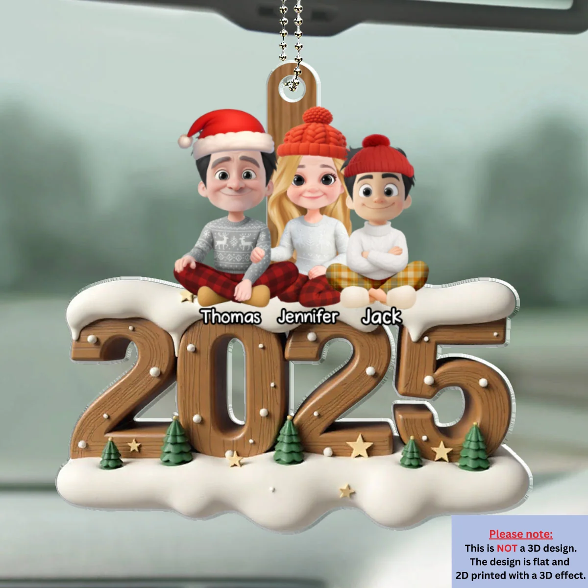 As A Family Onwards Extended Ver - Personalized Custom 3D Effect Car Ornament - Image 4