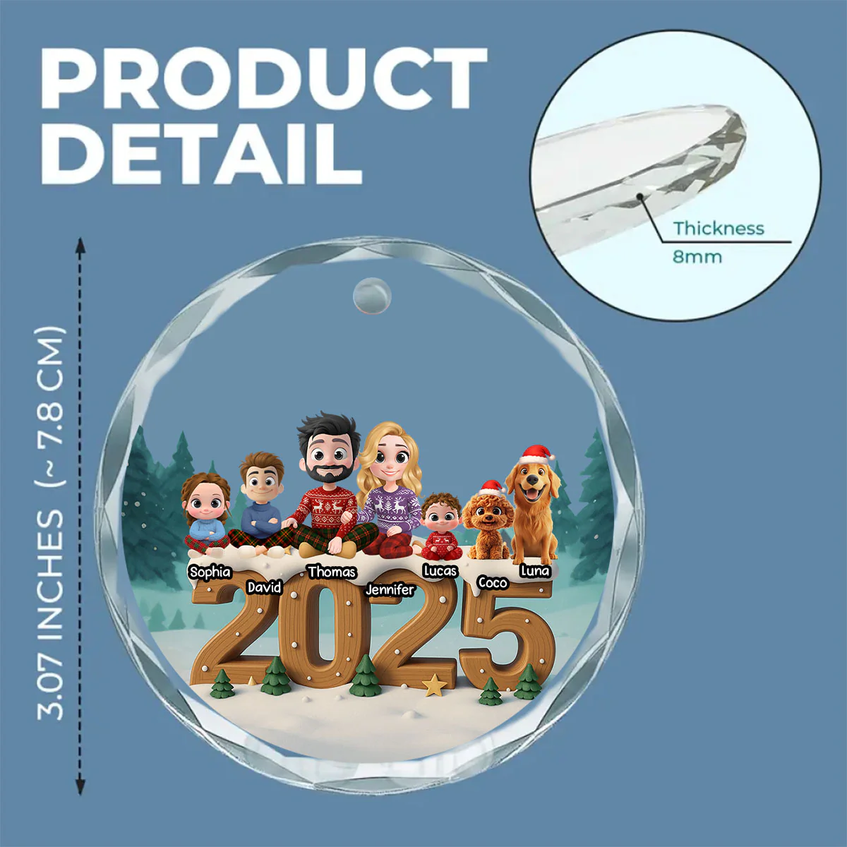 As A Family Onwards Extended Ver - Personalized Custom 3D Effect Glass Ornament - Image 6