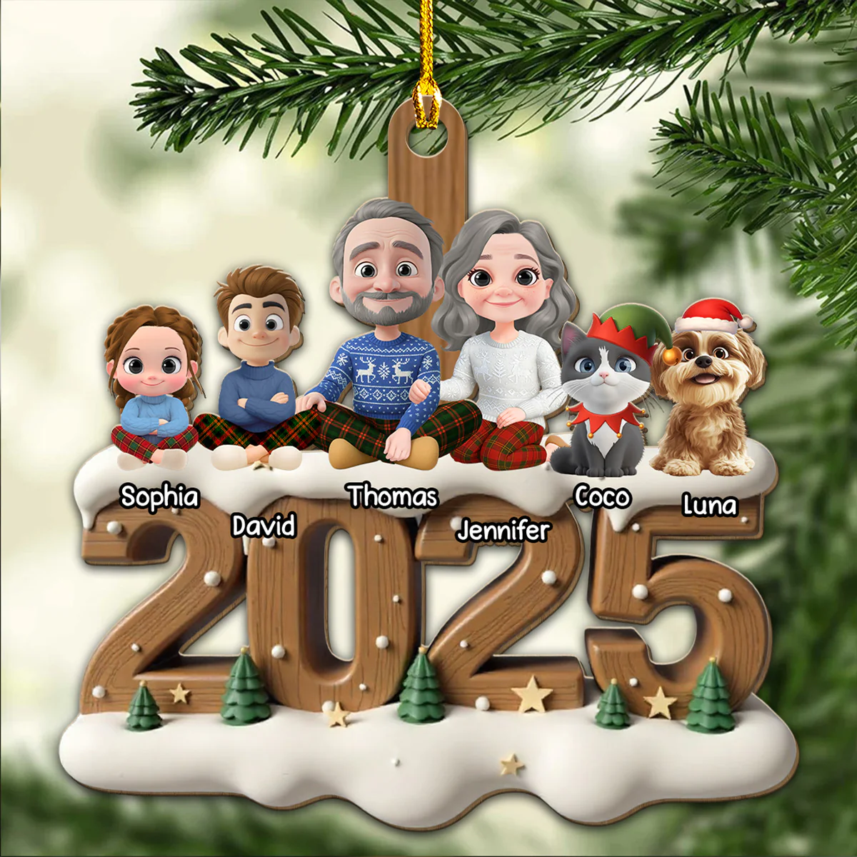 As A Family With Fur Babies Extended Ver - Personalized Custom 3D Effect Wood Ornament - Image 4