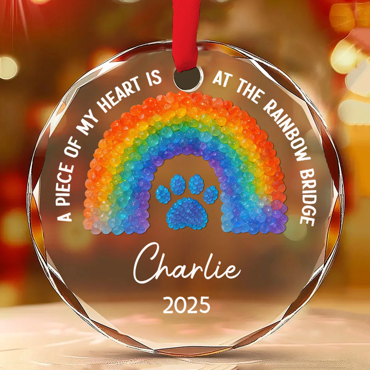 At Rainbow Bridge - Personalized Custom Glass Ornament - Image 2