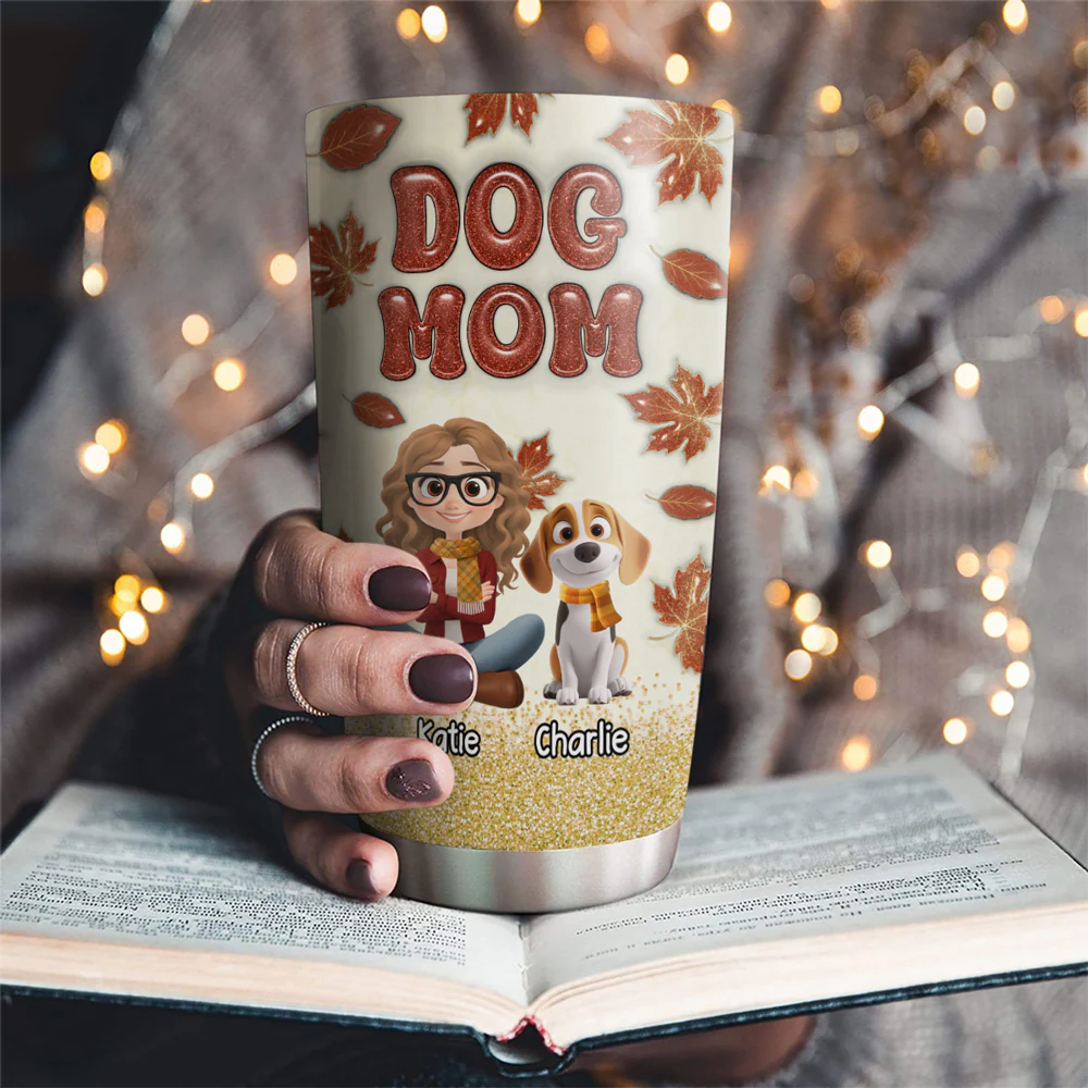 Autumn And Dogs - Personalized Custom 3D Inflated Effect Tumbler - Image 2