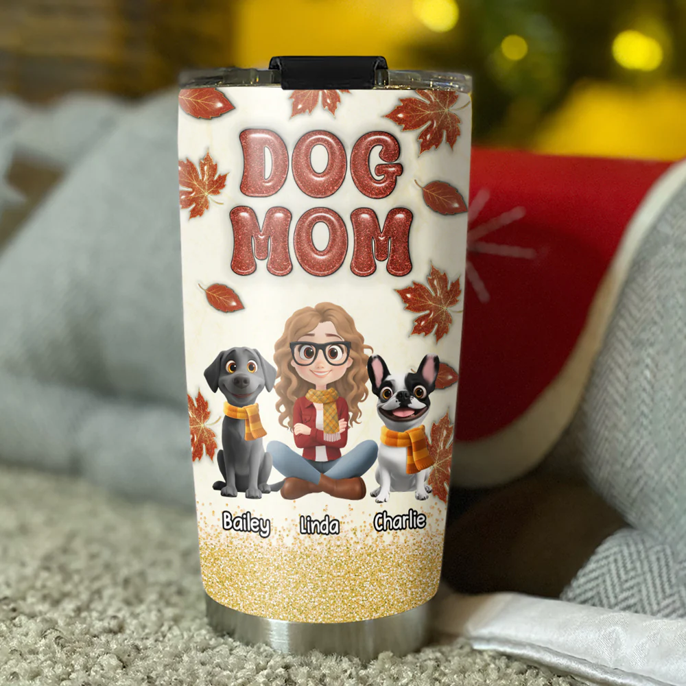 Autumn And Dogs - Personalized Custom 3D Inflated Effect Tumbler - Image 4