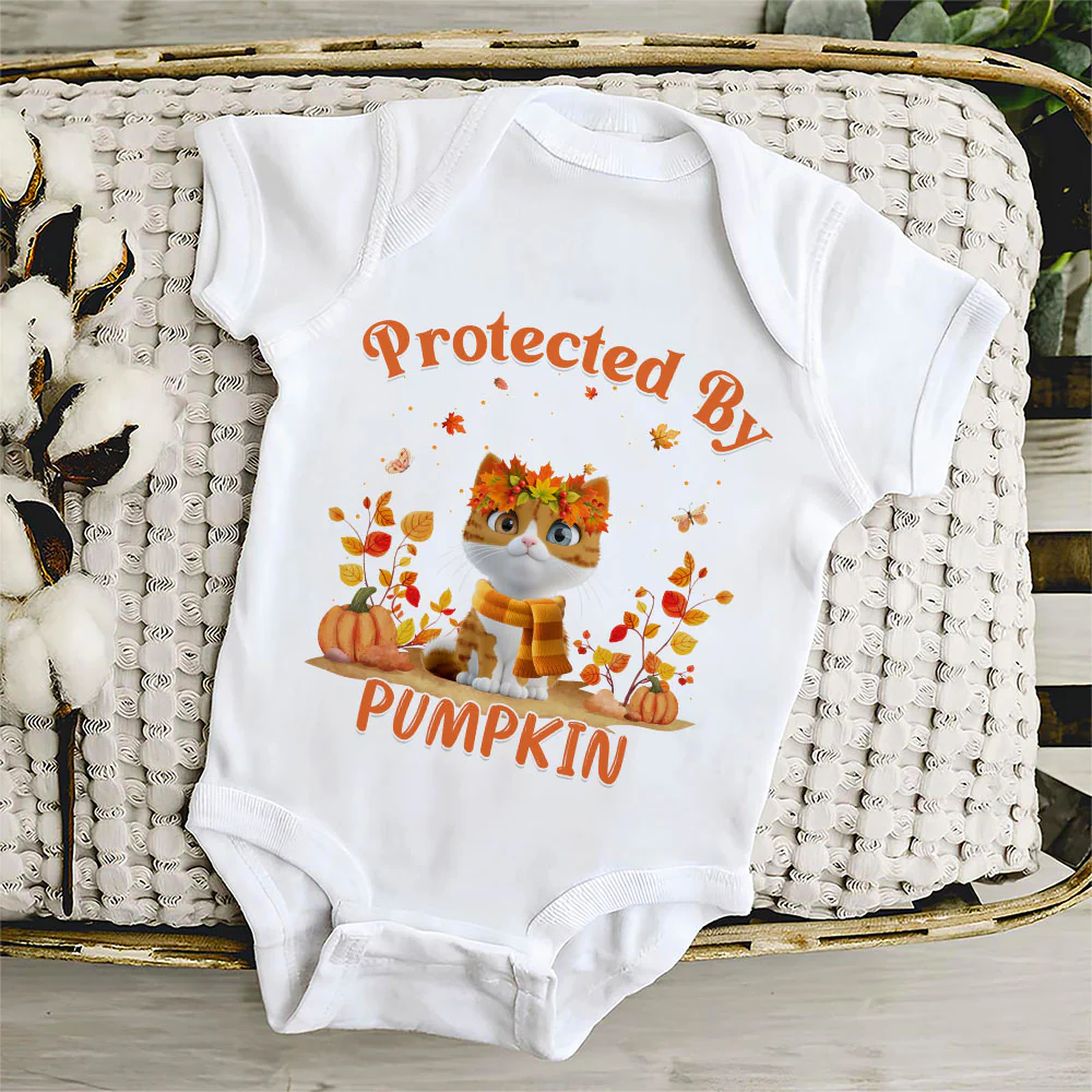 Autumn Cat Baby - Personalized Custom Baby Onesie - Image 4