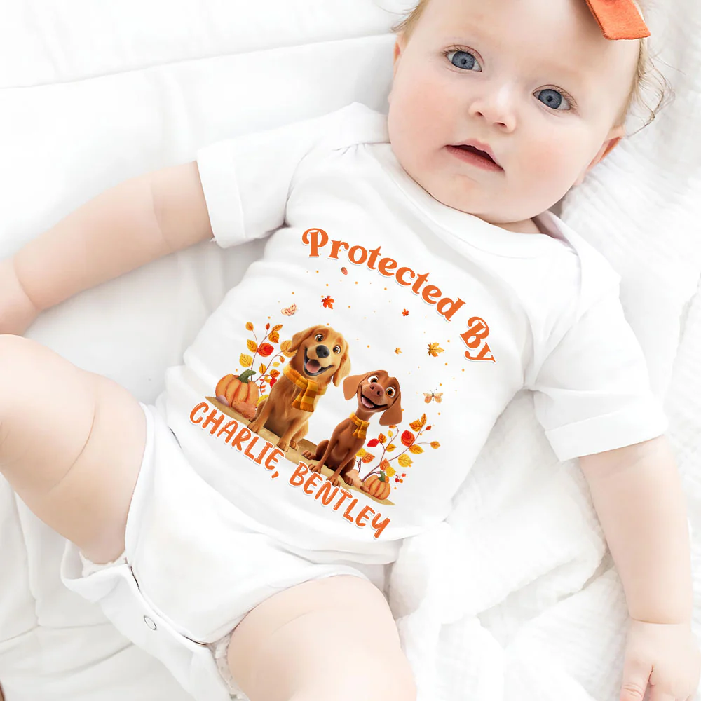 Autumn Dog Baby - Personalized Custom Baby Onesie - Image 5