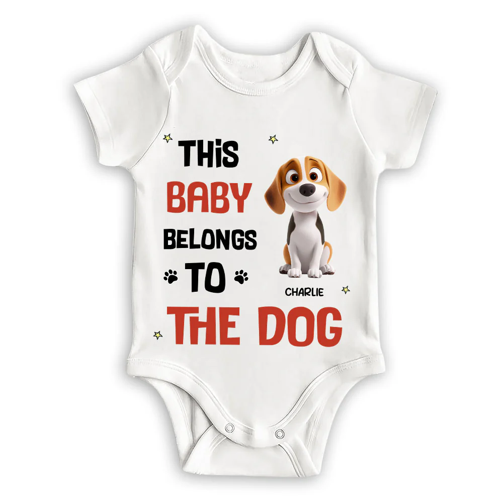 Baby Belongs To Dog Cartoon - Personalized Custom Baby Onesie