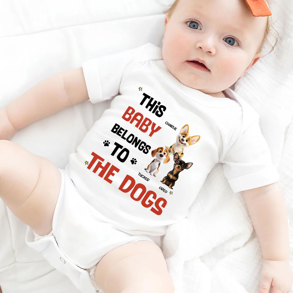 Baby Belongs To Dog Cartoon - Personalized Custom Baby Onesie - Image 6