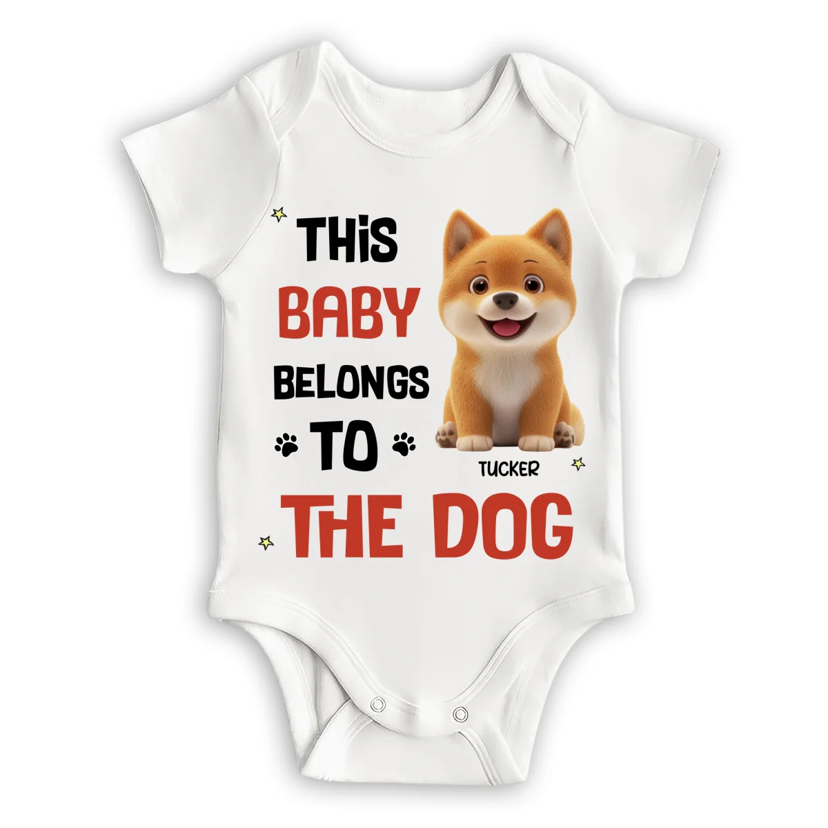 Baby Belongs To Dog Cartoon - Personalized Custom Baby Onesie - Image 7