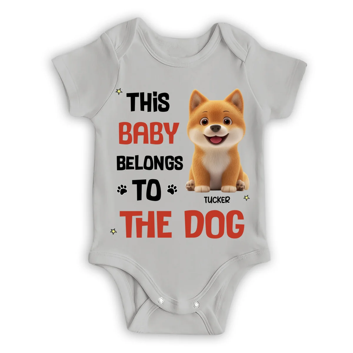 Baby Belongs To Dog Cartoon - Personalized Custom Baby Onesie - Image 8