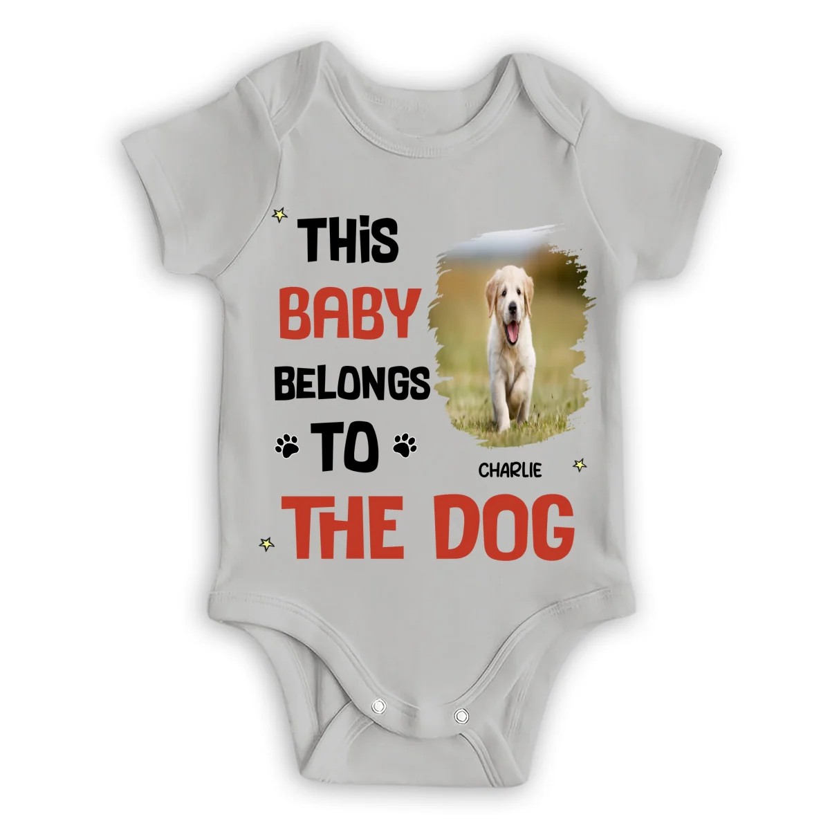 Baby Belongs To Dog Cartoon Photo - Personalized Custom Baby Onesie - Image 4