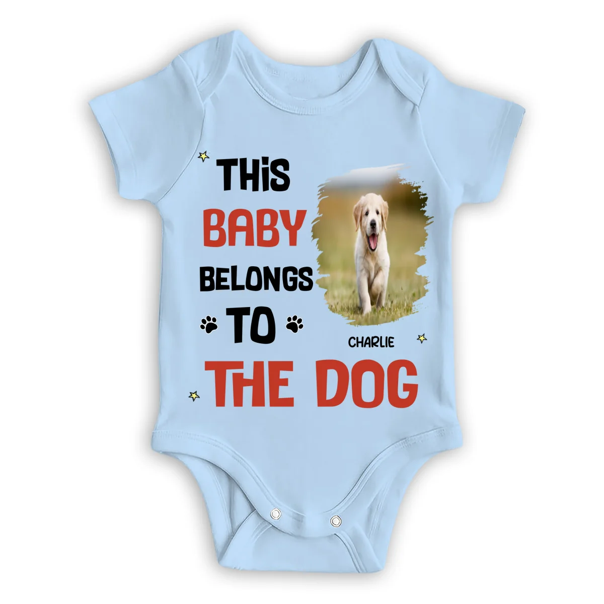 Baby Belongs To Dog Cartoon Photo - Personalized Custom Baby Onesie - Image 5