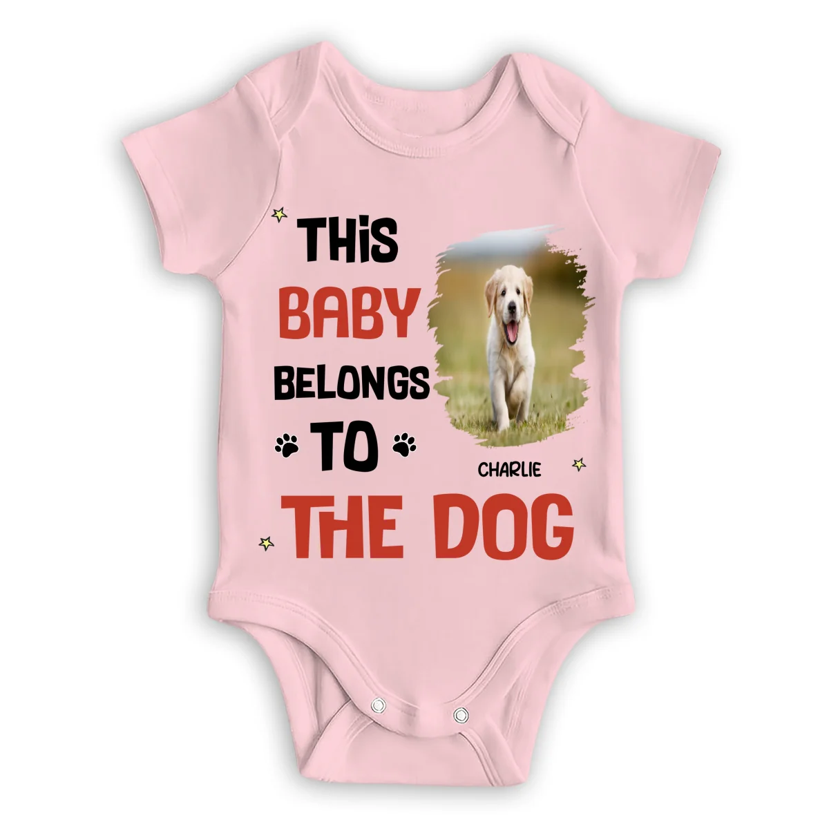 Baby Belongs To Dog Cartoon Photo - Personalized Custom Baby Onesie - Image 6