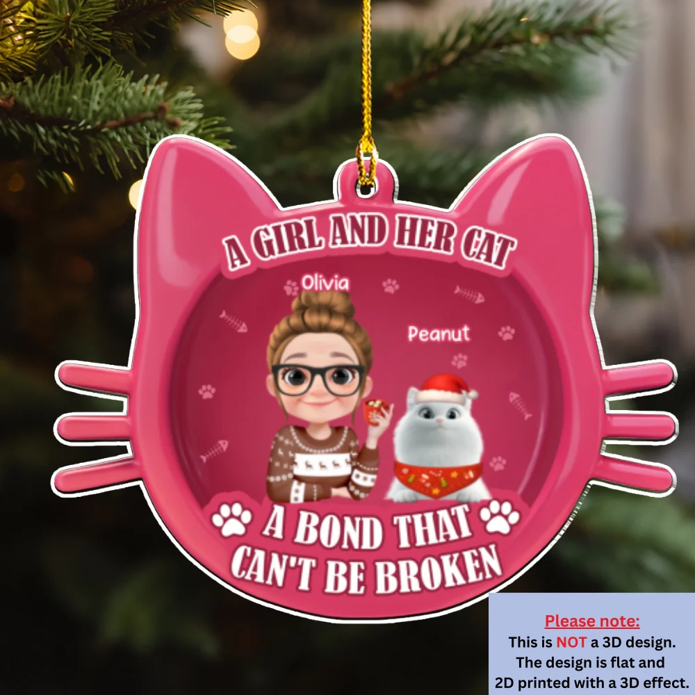 Baby Cat Girlie - Personalized Custom 3D Effect Acrylic Ornament - Image 7
