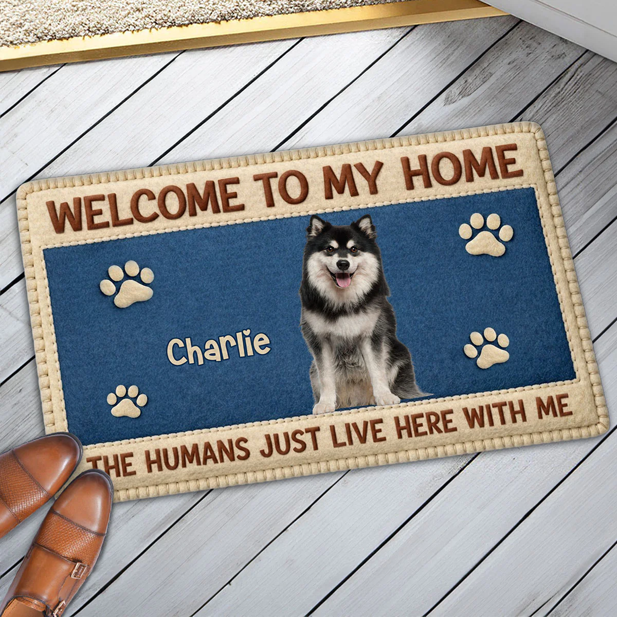 Baby Family Dogs Photo - Personalized Custom Doormat - Image 2